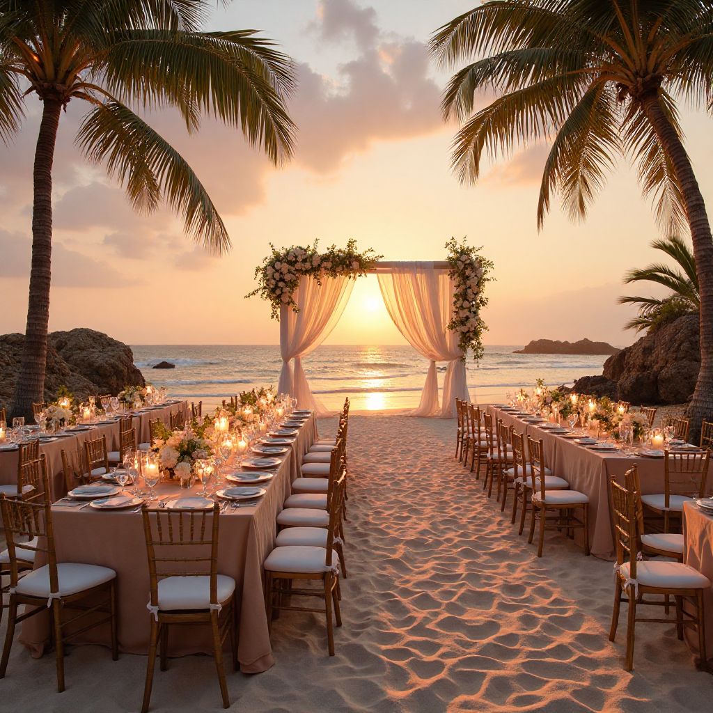 Detailed view of beach wedding setup